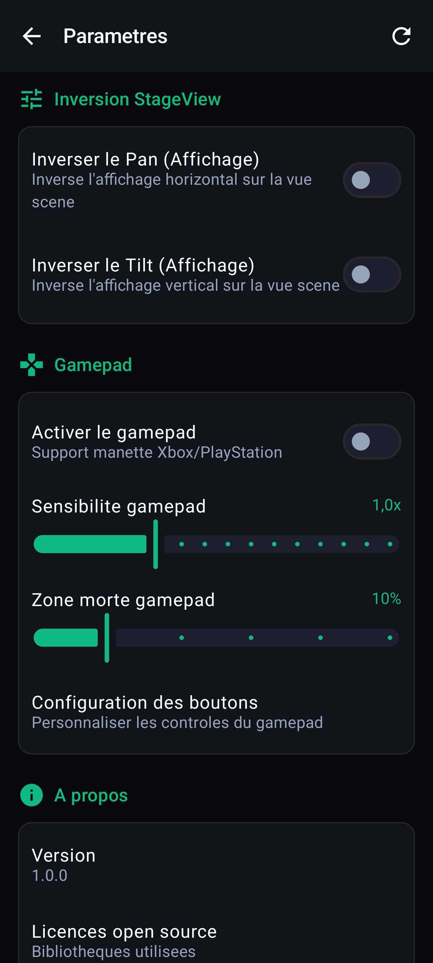 PanoraMA Gamepad Settings