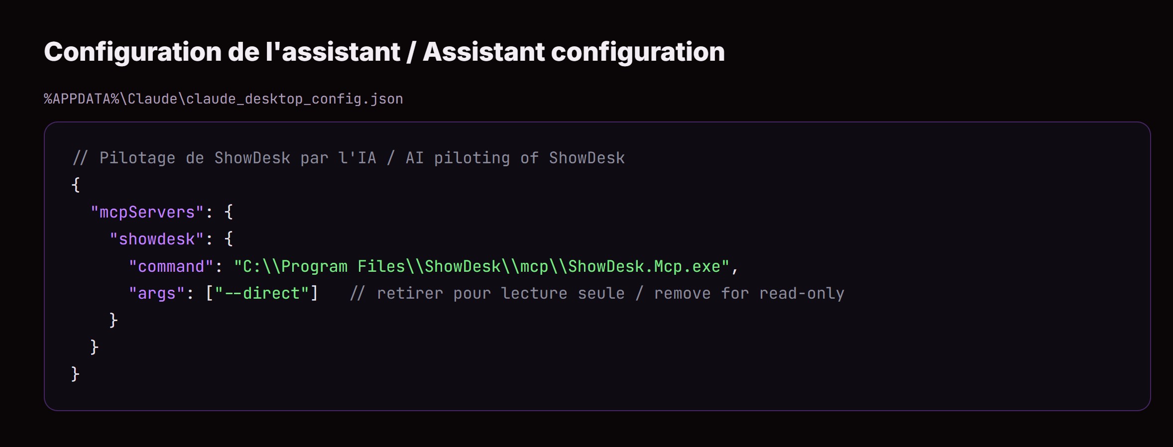 Configuration de l'assistant