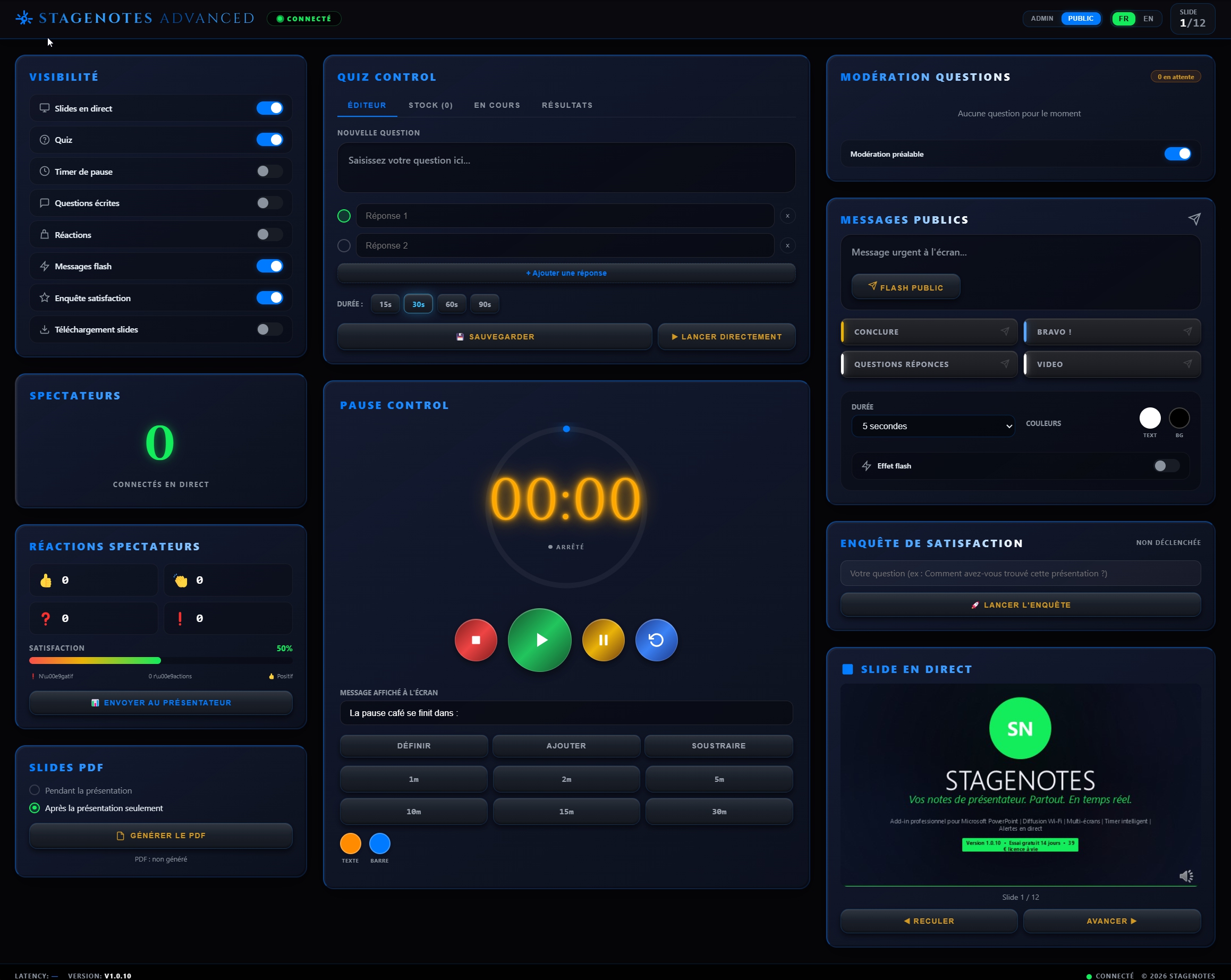 StageNotes Admin Public Dashboard