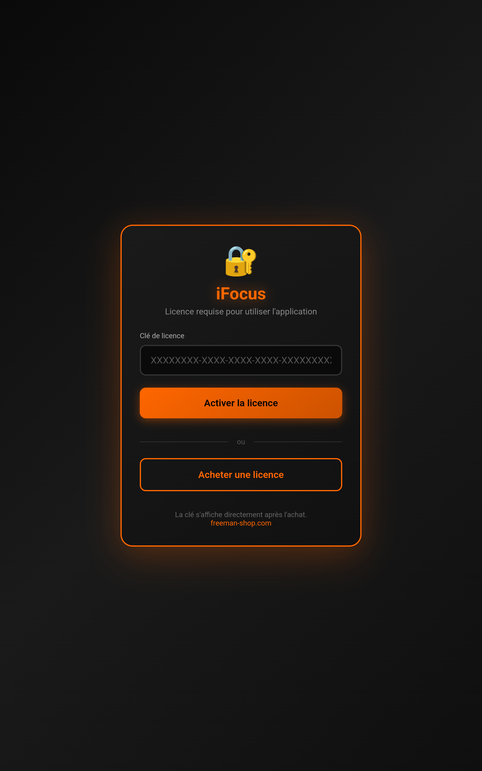 iFocus License Screen