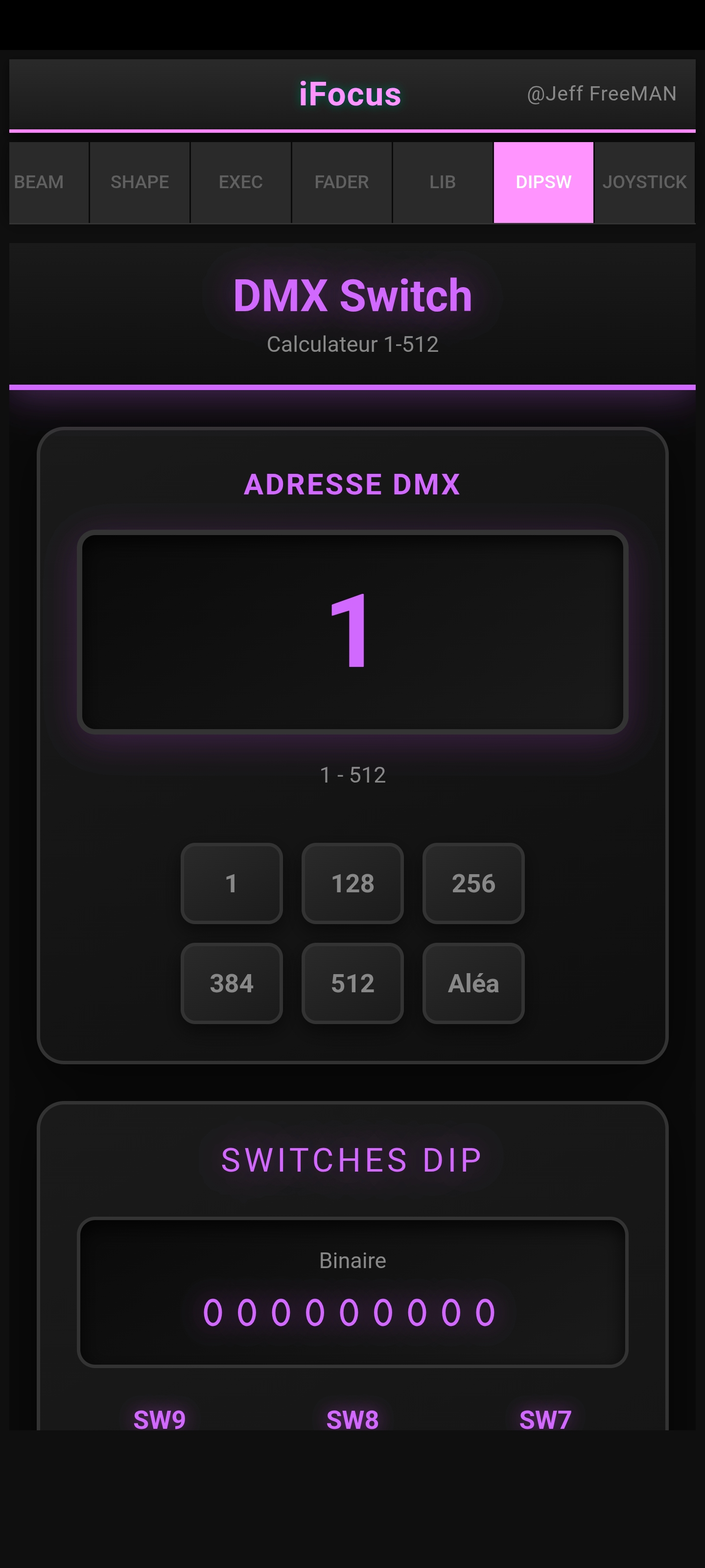 iFocus DIPSW Tab - DIP Switch Calculator