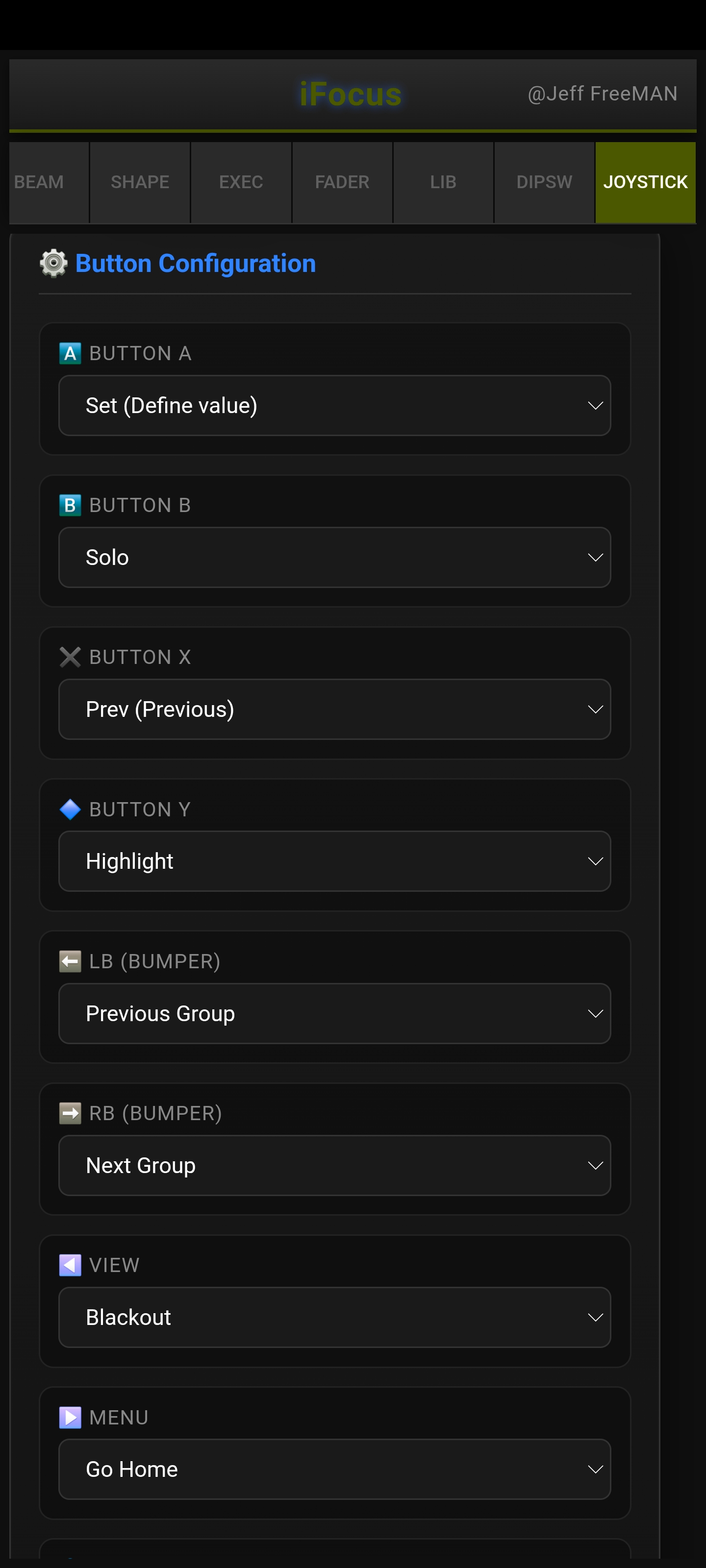 iFocus Gamepad Button Mapping