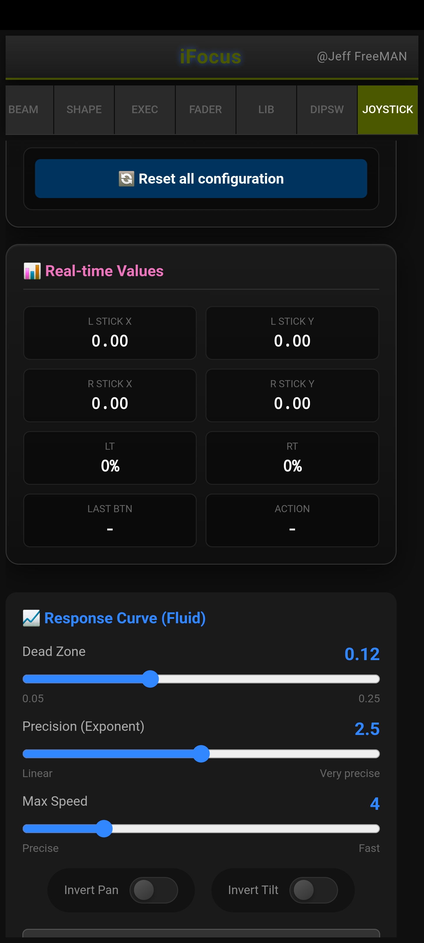 iFocus Gamepad Real-time Values