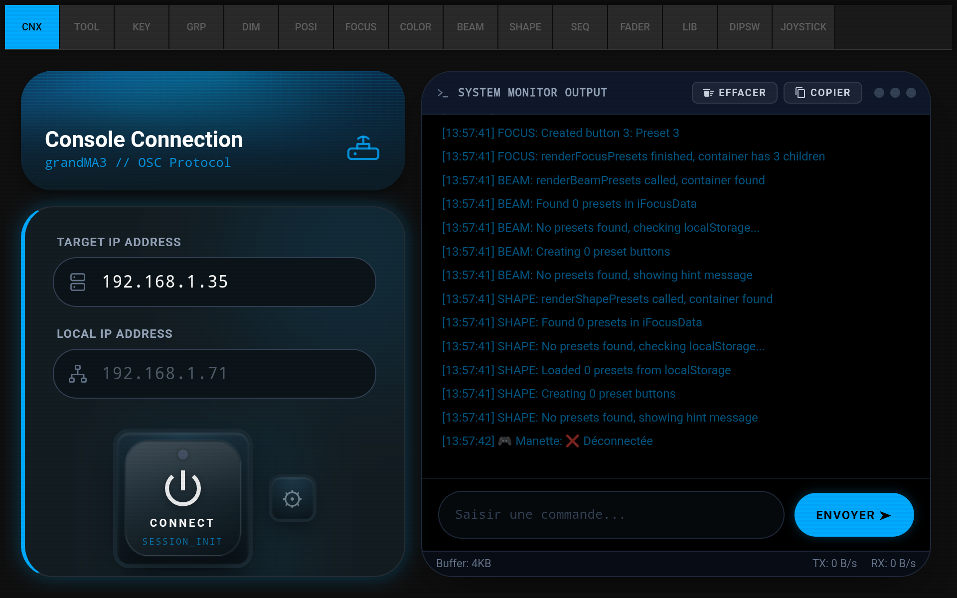 iFocus Tablet - Connection Dashboard